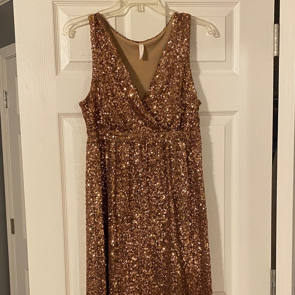 Pinkblush Sequin Maxi Dress in Gold